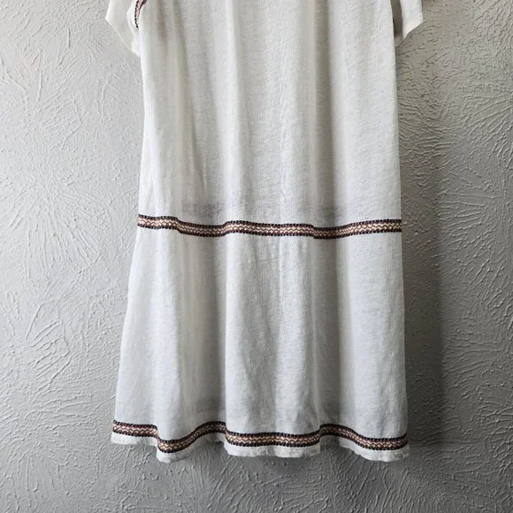 Garnet Hill Shift Sz Dress XL White Organic Linen Southwestern Boho Relaxed Fit - Picture 10 of 12